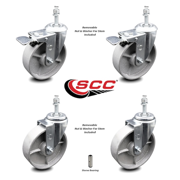 Service Caster 5 Inch Semi Steel Wheel Swivel 1/2 Inch Stem Caster Total Lock Brake SCC, 2PK SCC-TSTTL20S514-SSS-M1015-2-S-2 - main